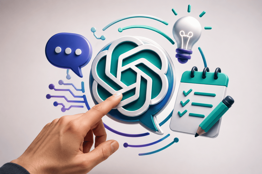 Ilustración conceptual sobre cómo crear prompts efectivos para ChatGPT y obtener mejores respuestas de inteligencia artificial.