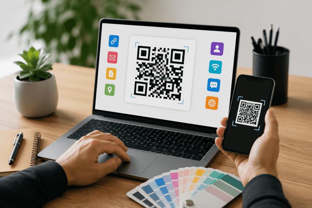 Herramientas para crear códigos QR gratis desde un ordenador con diferentes opciones de personalización.