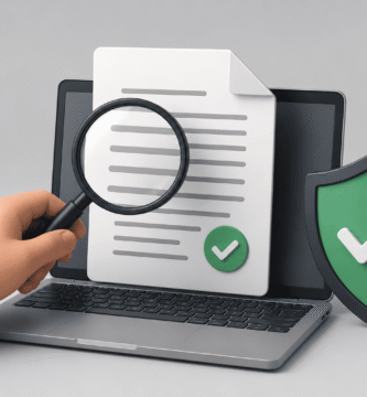 Persona utilizando uno de los mejores verificadores de plagio online para analizar la originalidad de un documento.