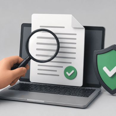 Persona utilizando uno de los mejores verificadores de plagio online para analizar la originalidad de un documento.
