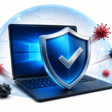 Interfaz de un antivirus gratuito protegiendo un ordenador con Windows frente a amenazas digitales.