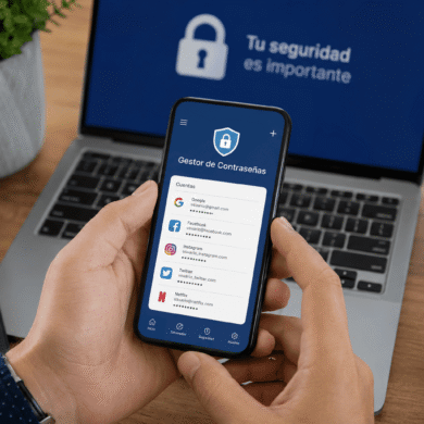Interfaz de un gestor de contraseñas mostrando una bóveda segura con credenciales protegidas